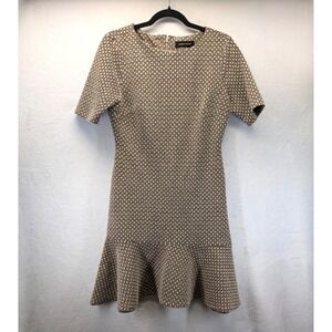 Ivanka Trump Knit Flounce Hem Dress S Fit & Flare Short Sleeve Retro Flounce Hem